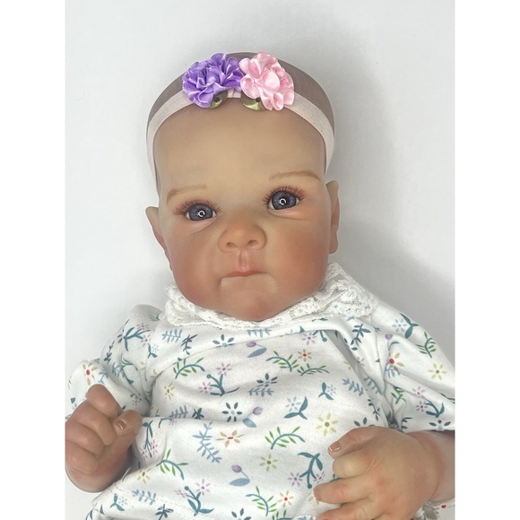 Reborn Style Baby Doll Realistic Newborn Vinyl Cloth Body Blue Eyes - Picture 2 of 11